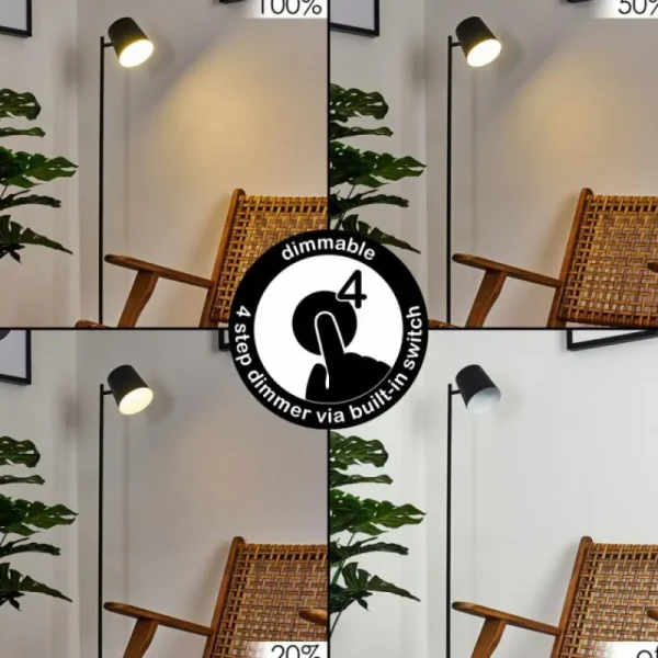 hofstein Lampadaire Tontolos LED Noir, 1 lumière* Lampes Modernes
