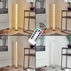 hofstein Lampadaire Tumurora LED Chrome, 1 lumière, Télécommandes* Lampes Modernes