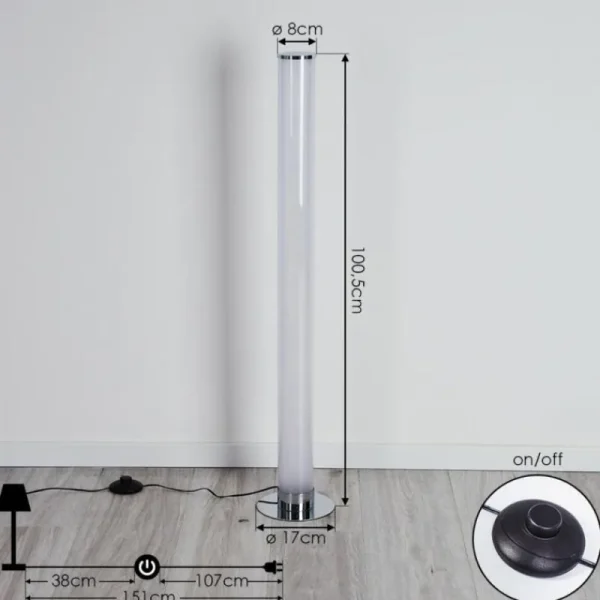hofstein Lampadaire Tumurora LED Chrome, 1 lumière, Télécommandes* Lampes Modernes