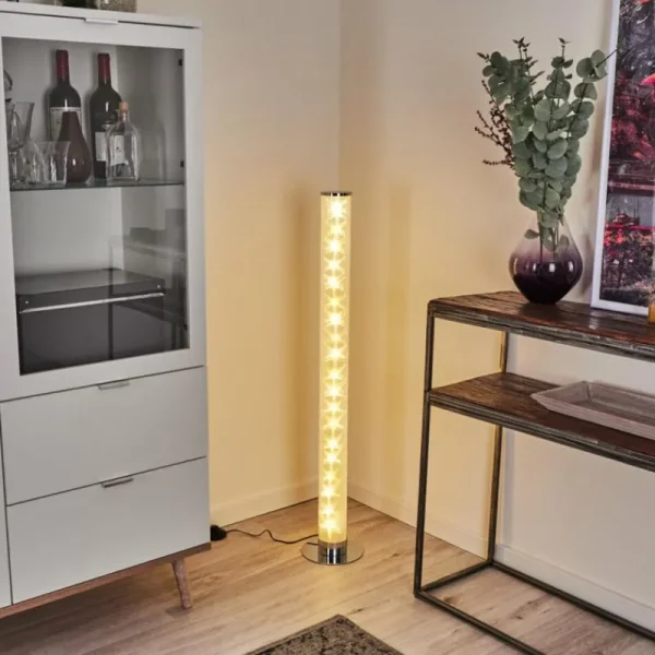 hofstein Lampadaire Tumurora LED Chrome, 1 lumière, Télécommandes* Lampes Modernes