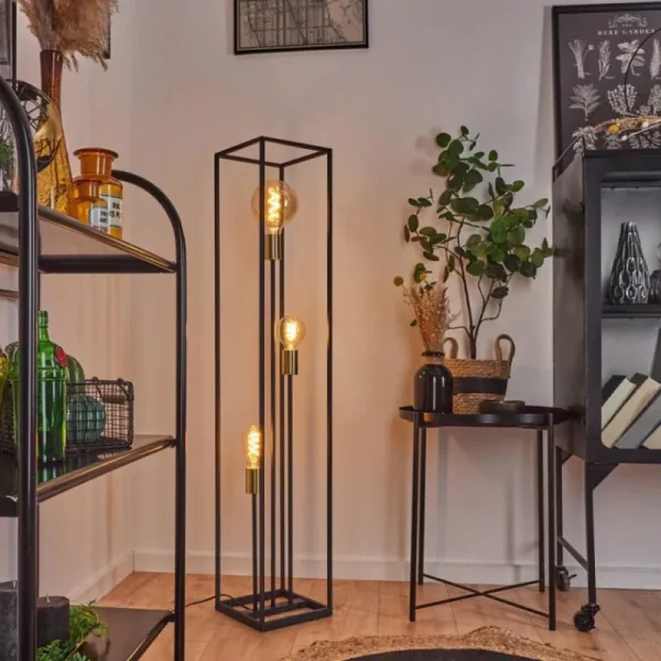 hofstein Lampadaire Woden Laiton, Noir, 3 lumières* Lampes Modernes