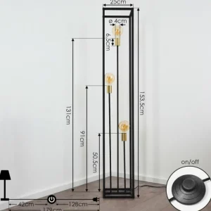 hofstein Lampadaire Woden Laiton, Noir, 3 lumières* Lampes Modernes