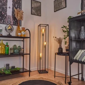 hofstein Lampadaire Woden Laiton, Noir, 3 lumières* Lampes Modernes