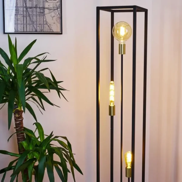 hofstein Lampadaire Woden Laiton, Noir, 3 lumières* Lampes Modernes