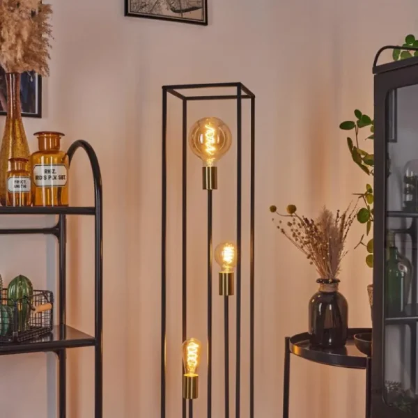 hofstein Lampadaire Woden Laiton, Noir, 3 lumières* Lampes Modernes