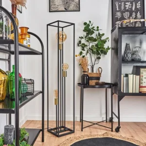 hofstein Lampadaire Woden Laiton, Noir, 3 lumières* Lampes Modernes