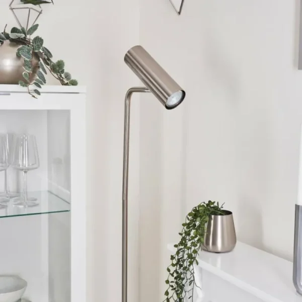 hofstein Lampadaire Zuoz Nickel mat, 1 lumière* Lampes Modernes