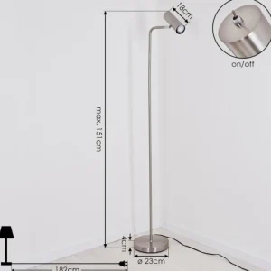 hofstein Lampadaire Zuoz Nickel mat, 1 lumière* Lampes Modernes