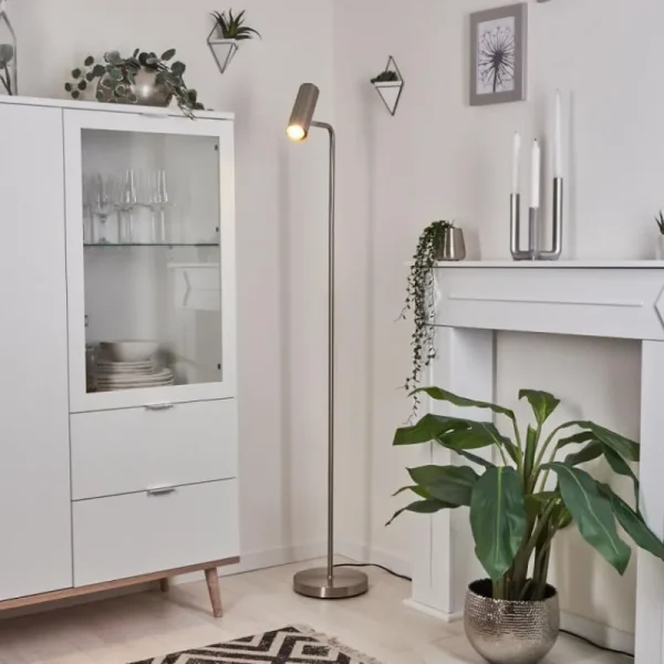 hofstein Lampadaire Zuoz Nickel mat, 1 lumière* Lampes Modernes