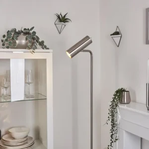 hofstein Lampadaire Zuoz Nickel mat, 1 lumière* Lampes Modernes