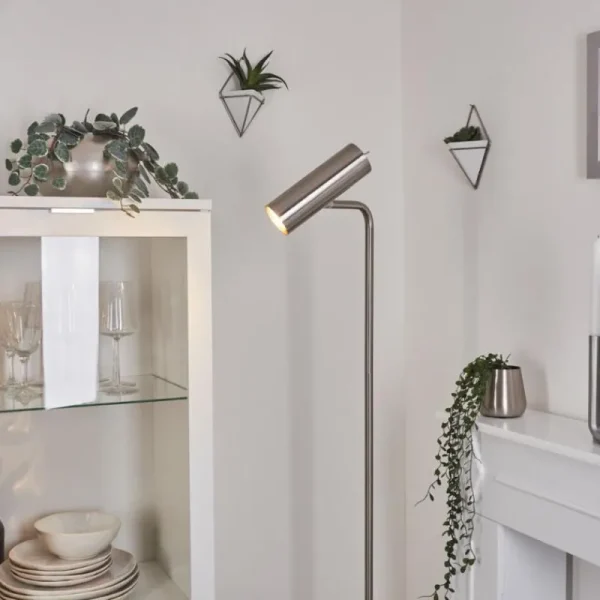 hofstein Lampadaire Zuoz Nickel mat, 1 lumière* Lampes Modernes
