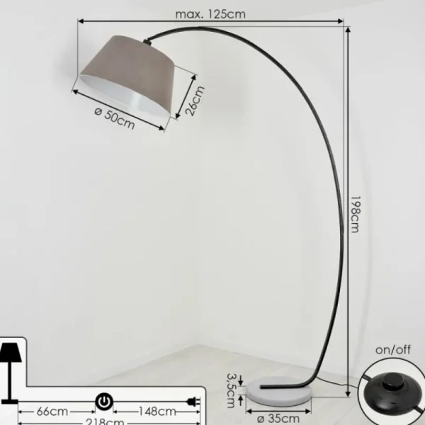 hofstein Lampe à arc Sagu Gris, Noir, 1 lumière* Lampes Modernes