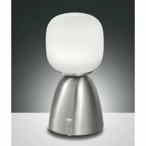 Luminaires Fabas Luce Lampe à poser Fabas Luce Solange LED Nickel mat, 1 lumière* Lampes En Verre