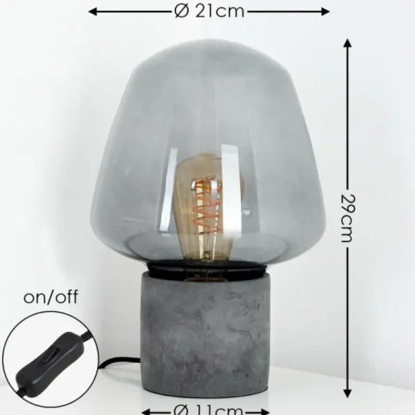 hofstein Lampe à poser Seiryu Gris, Noir, Pierre, 1 lumière* Lampes En Verre
