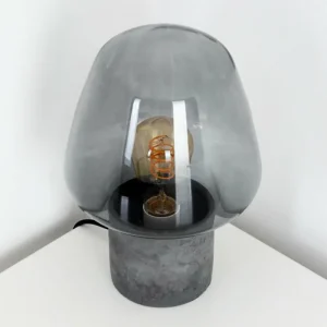 hofstein Lampe à poser Seiryu Gris, Noir, Pierre, 1 lumière* Lampes En Verre