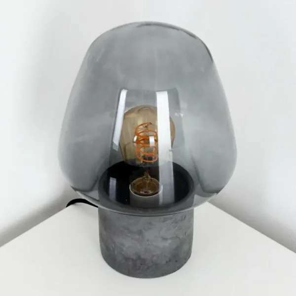 hofstein Lampe à poser Seiryu Gris, Noir, Pierre, 1 lumière* Lampes En Verre