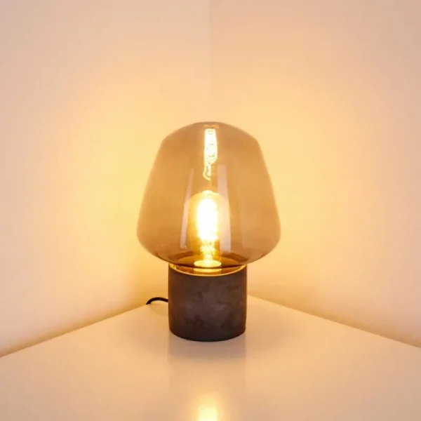 hofstein Lampe à poser Seiryu Gris, Noir, Pierre, 1 lumière* Lampes En Verre