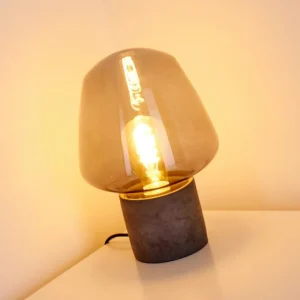 hofstein Lampe à poser Seiryu Gris, Noir, Pierre, 1 lumière* Lampes En Verre