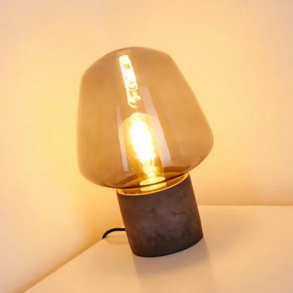 hofstein Lampe à poser Seiryu Gris, Noir, Pierre, 1 lumière* Lampes En Verre