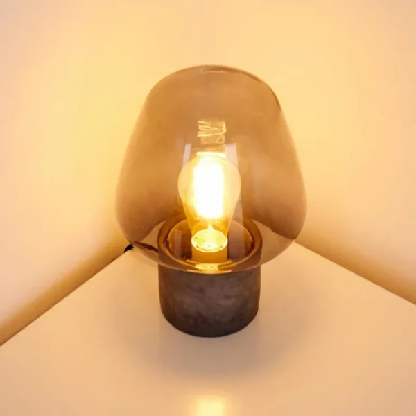 hofstein Lampe à poser Seiryu Gris, Noir, Pierre, 1 lumière* Lampes En Verre