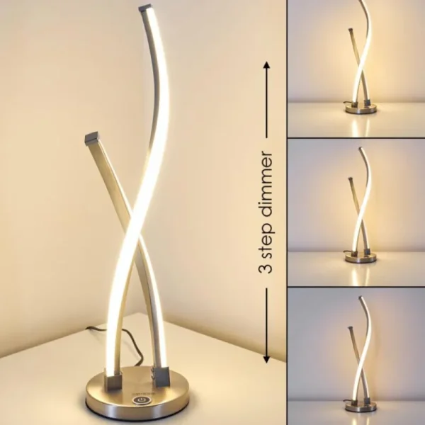 hofstein Lampe à poser Tervo LED Nickel mat, 2 lumières* Lampes Modernes