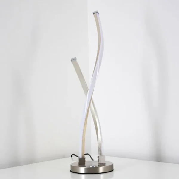 hofstein Lampe à poser Tervo LED Nickel mat, 2 lumières* Lampes Modernes