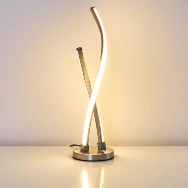 hofstein Lampe à poser Tervo LED Nickel mat, 2 lumières* Lampes Modernes