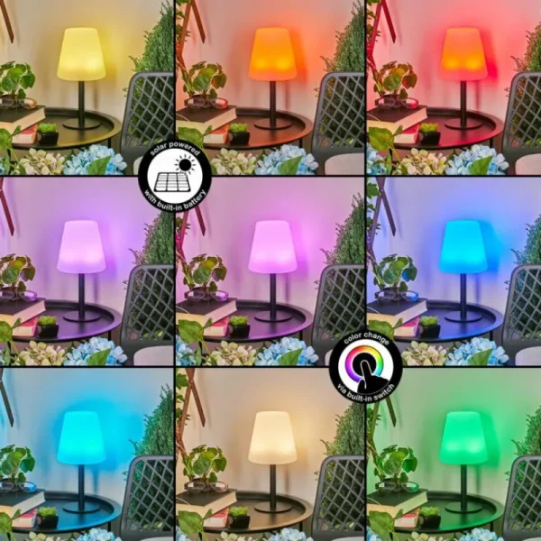 hofstein Lampe à poser Zoume Solar LED Noir, 8 lumières, Changeur de couleurs* Lampes Modernes