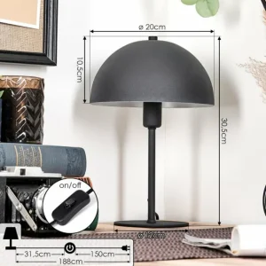 hofstein Lampe Champignon Tati Lampe à poser Anthracite, 1 lumière* Lampes Modernes