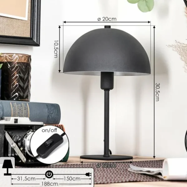 hofstein Lampe Champignon Tati Lampe à poser Anthracite, 1 lumière* Lampes Modernes