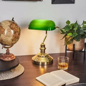 hofstein Lampe de banquier verte Or, Vert, Laiton, 1 lumière* Lampes En Verre