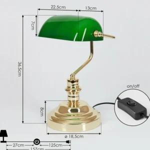 hofstein Lampe de banquier verte Or, Vert, Laiton, 1 lumière* Lampes En Verre