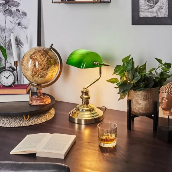 hofstein Lampe de banquier verte Or, Vert, Laiton, 1 lumière* Lampes En Verre