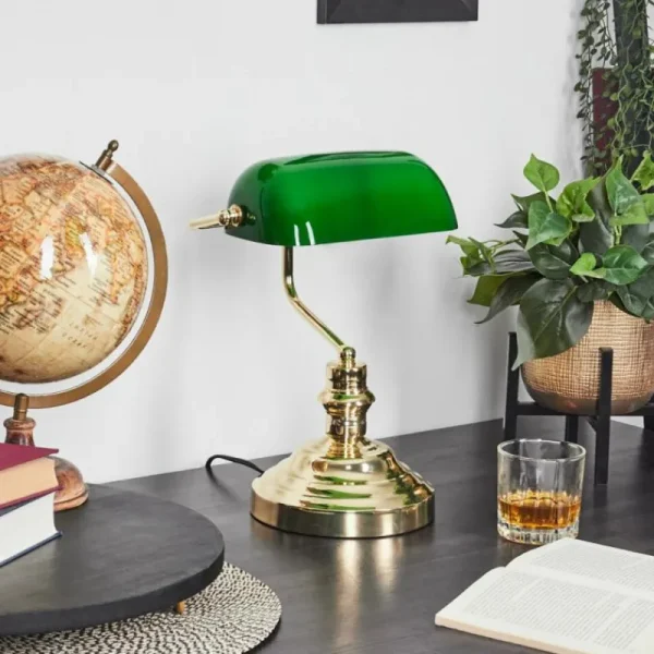 hofstein Lampe de banquier verte Or, Vert, Laiton, 1 lumière* Lampes En Verre