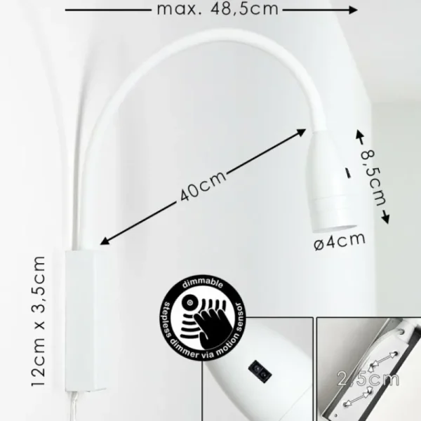 hofstein Lampe de chevet Alsea LED Blanc, 1 lumière, Détecteur de mouvement* Lampes Modernes