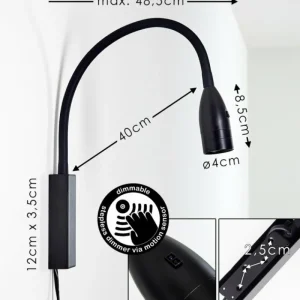 hofstein Lampe de chevet Alsea LED Noir, 1 lumière, Détecteur de mouvement* Lampes Modernes