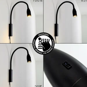 hofstein Lampe de chevet Alsea LED Noir, 1 lumière, Détecteur de mouvement* Lampes Modernes