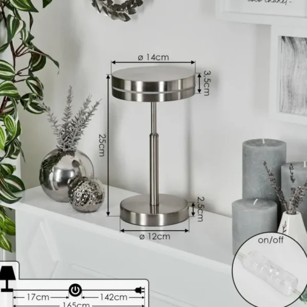 hofstein Lampe de table Huallilemu LED Nickel mat, 1 lumière* Lampes Modernes