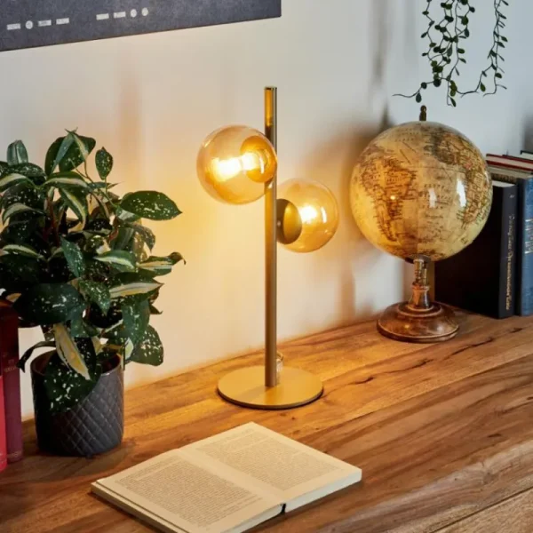 hofstein Lampe de table Remaisnil Laiton, 2 lumières* Lampes En Verre