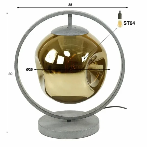 hofstein Lampe de table Stellar Anthracite, 1 lumière* Lampes En Verre