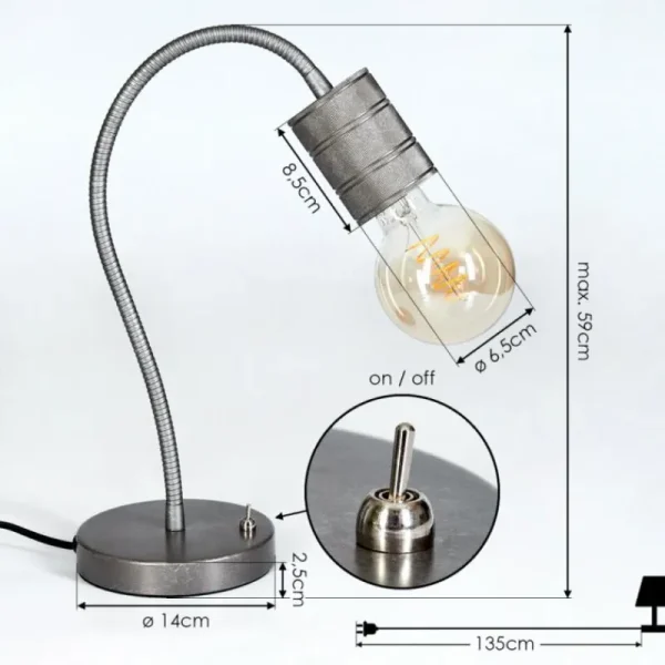 hofstein Lampe de table Ajaccio Nickel mat, 1 lumière* Lampes Modernes