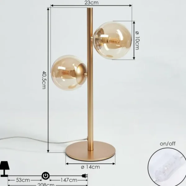 hofstein Lampe de table Alden Laiton, 2 lumières* Lampes En Verre