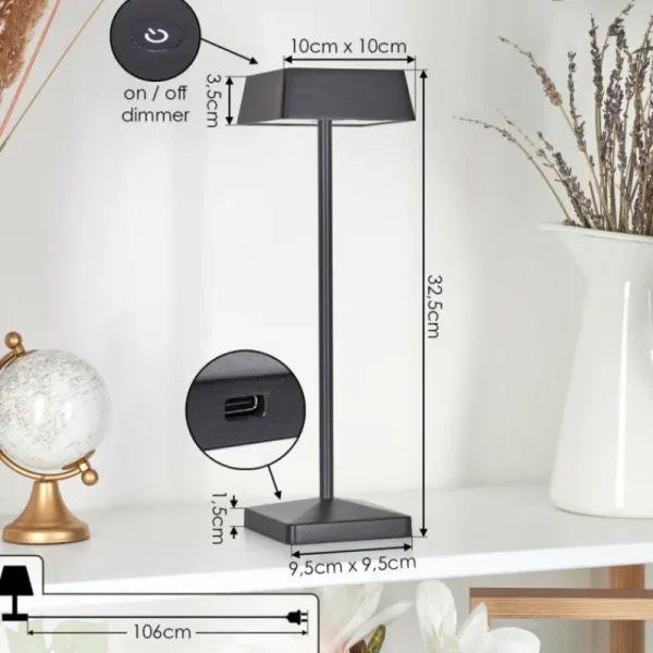 hofstein Lampe de table Algeraz LED Noir, 1 lumière* Lampes Modernes