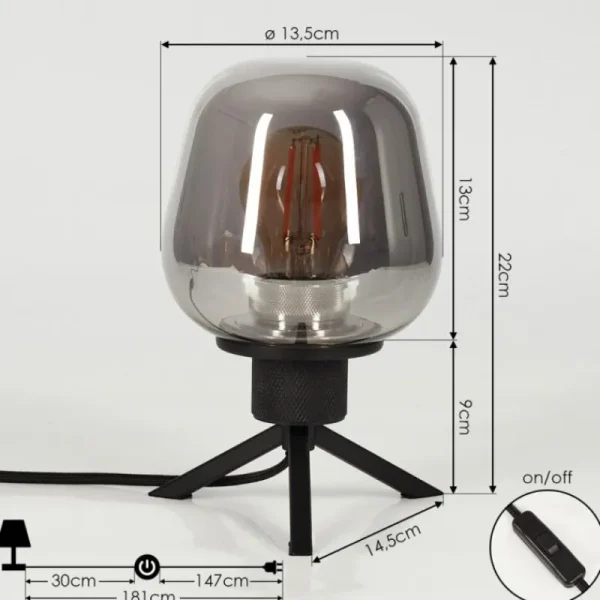 hofstein Lampe de table Barnegat Noir, 1 lumière* Lampes Modernes