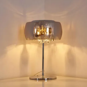 hofstein Lampe de table Blacklick Chrome, 3 lumières* Lampes En Verre