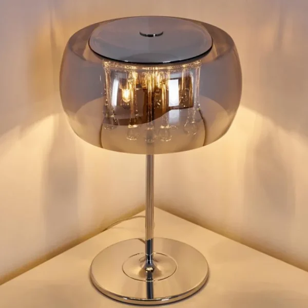 hofstein Lampe de table Blacklick Chrome, 3 lumières* Lampes En Verre