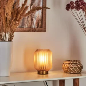 hofstein Lampe de table Briel Laiton, 1 lumière* Lampes En Verre