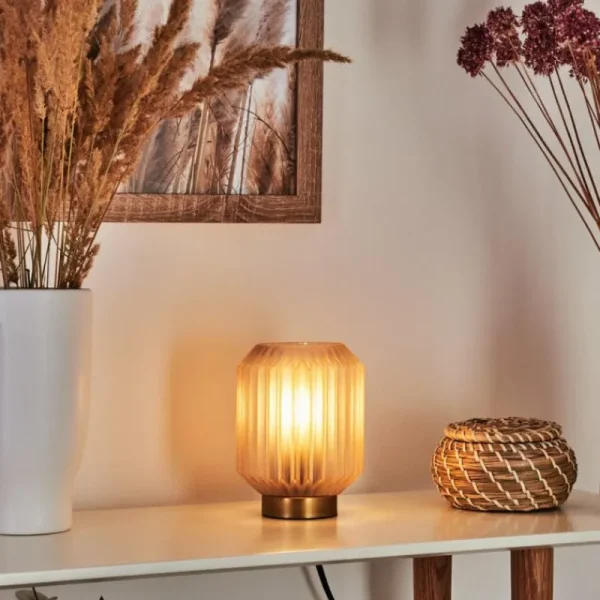 hofstein Lampe de table Briel Laiton, 1 lumière* Lampes En Verre