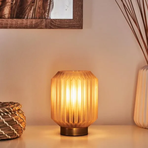 hofstein Lampe de table Briel Laiton, 1 lumière* Lampes En Verre