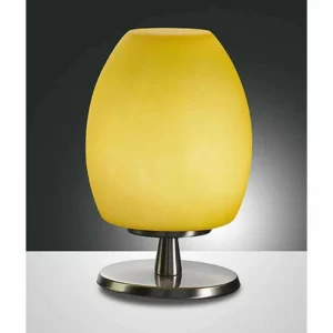 Luminaires Fabas Luce Lampe de table Fabas Luce ROCKFORD Nickel mat, 1 lumière* Lampes En Verre